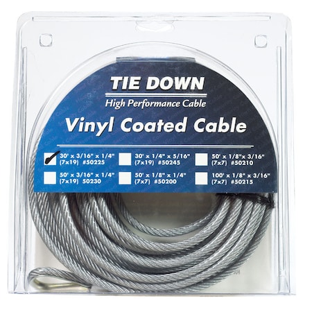 Tie Down Engineering Tie Down Engineering Vinyl Coated Galvanized Steel 3/16 in. D X 30 ft. L Aircraft Cable 50225